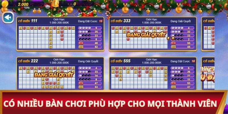 Có nhiều bàn chơi phù hợp cho mọi thành viên